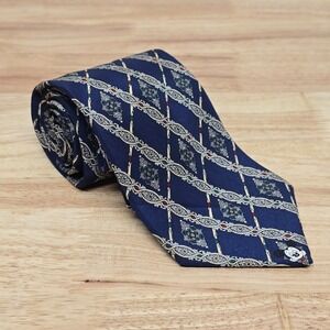 Vintage‎ Mickey Inc. Tie 100% Silk Hand Made Art Nouveau Baroque Ornate Pattern